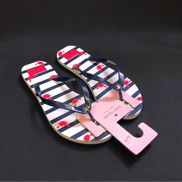kate spade Shoes - KATE SPADE Striped Flip Flop Slip On Sandals Women’s 9 - 10 Navy Blue Red Gold